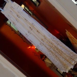 White gauzy boho skirt with gold embroidery